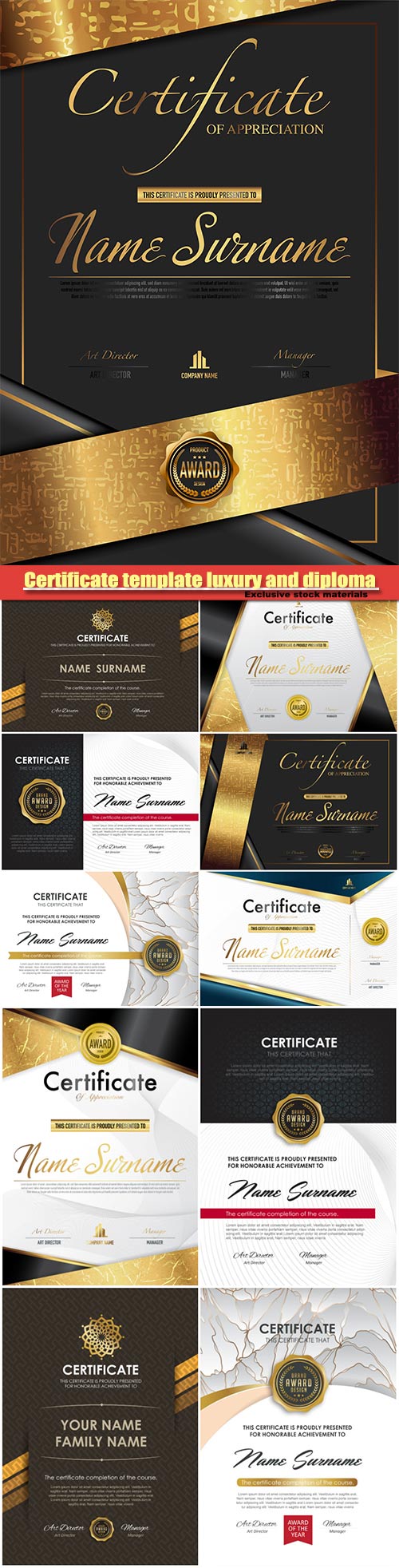 Certificate template luxury and diploma vector illustration