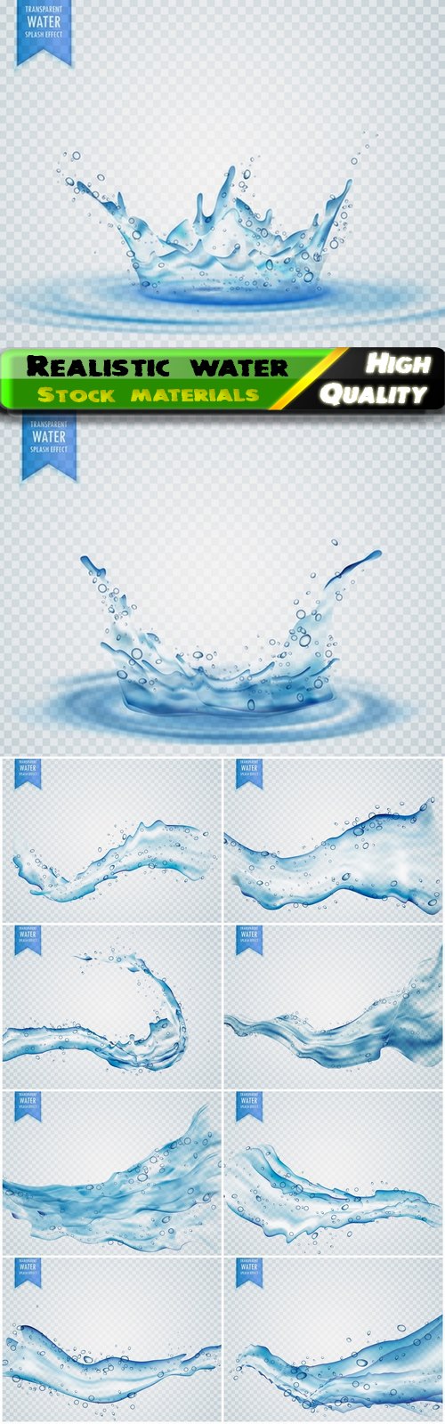 Realistic water splash and fluid drop effect 10 Eps