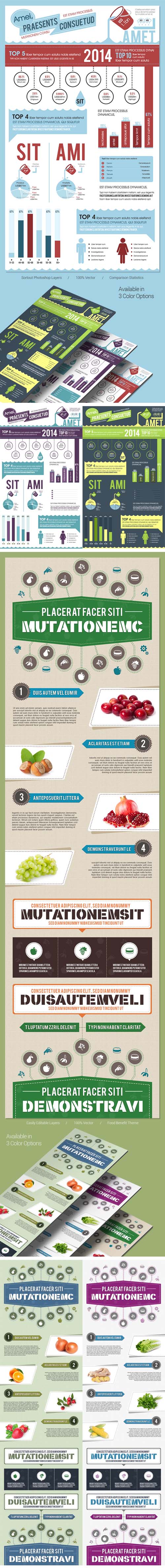 Infographics PSD Templates in Food, Nutrition and Water Research Themes